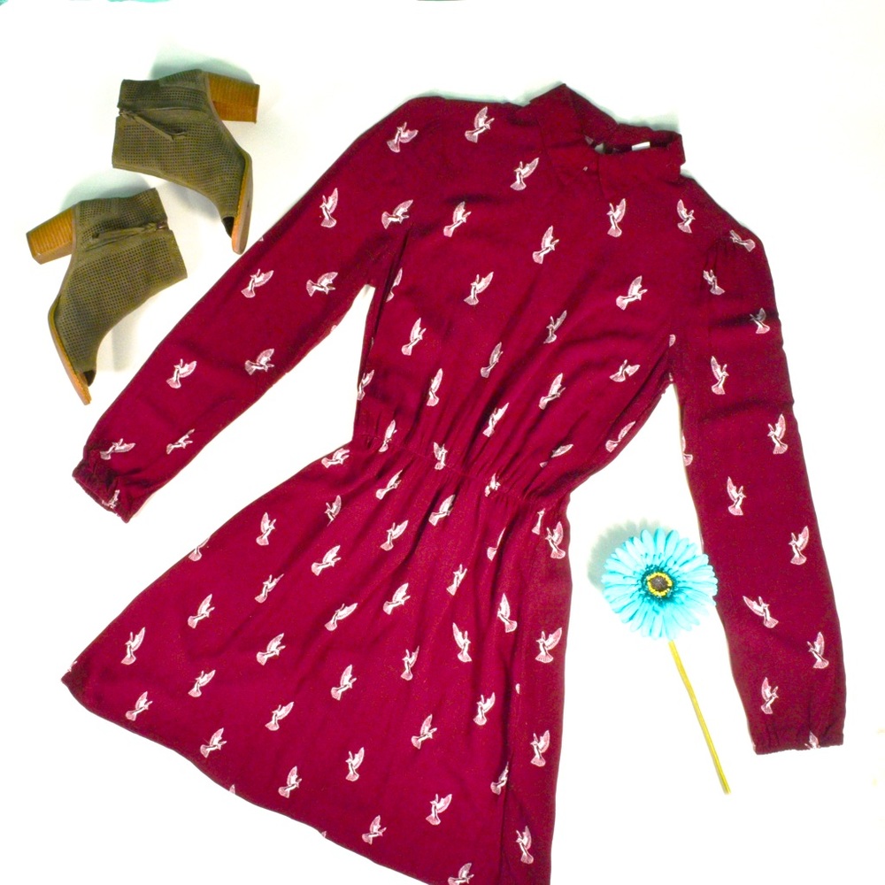 H&M Mini Dress, Burgundy & White, Size 4
